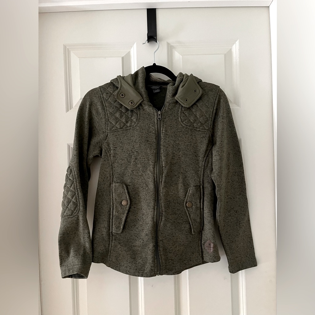 Eddie Bauer Hooded Full Zip Fleece Lined Olive Green Jacket Size S